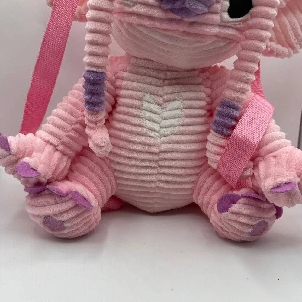 Disney Angel Plush Backpack Kids Pink Corduroy Lilo & Stitch Experiment 624